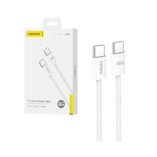 Foneng Cable X110 Braided Type-C to Type-C 60W 1m White
